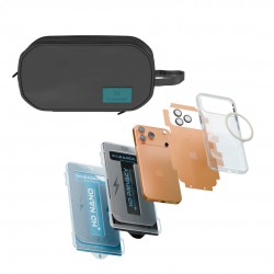 X-LEADER iPhone 17 Protection Bundle with Leather Handbag - بكج الحماية المتكامل لهواتف آيفون 17 مع شنطة جلدية فاخرة