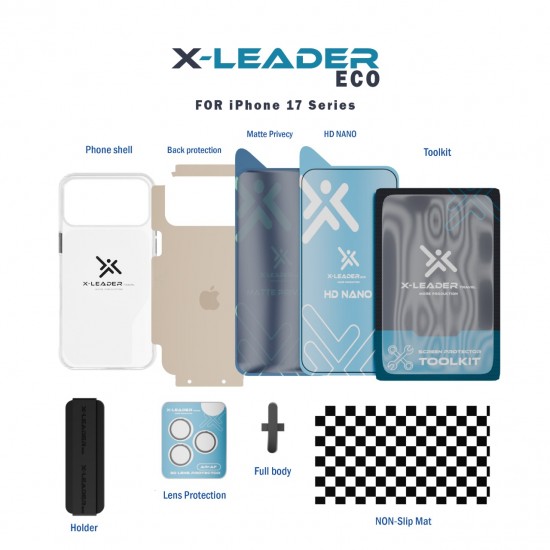 X-LEADER ECO بكج حماية متكامل 6في1 للأجهزة الحديثة , ايفون 17 - الاكثر حماية